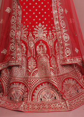 Red Pure SIlk Dupatta Lehenga Set