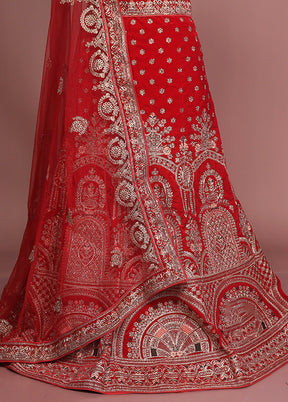 Red Pure SIlk Dupatta Lehenga Set