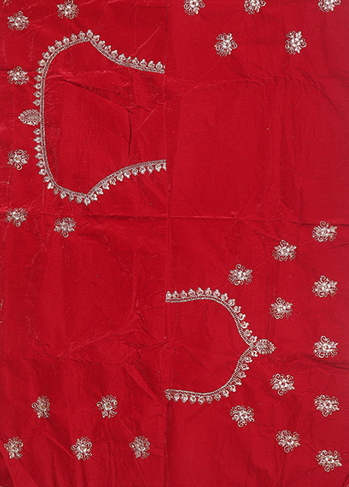 Red Blended Silk Dupatta Lehenga Set