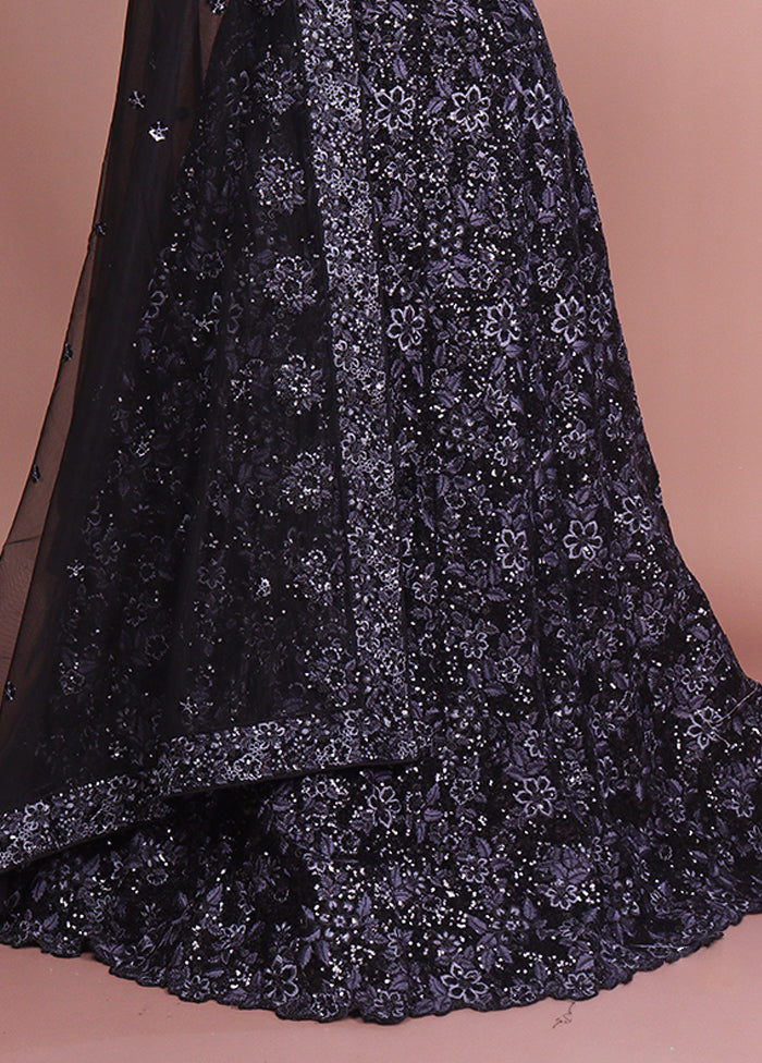 Black Pure SIlk Dupatta Lehenga Set