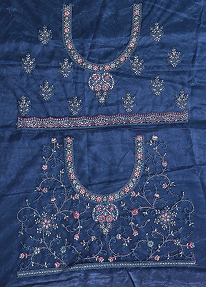 Blue Pure SIlk Dupatta Lehenga Set