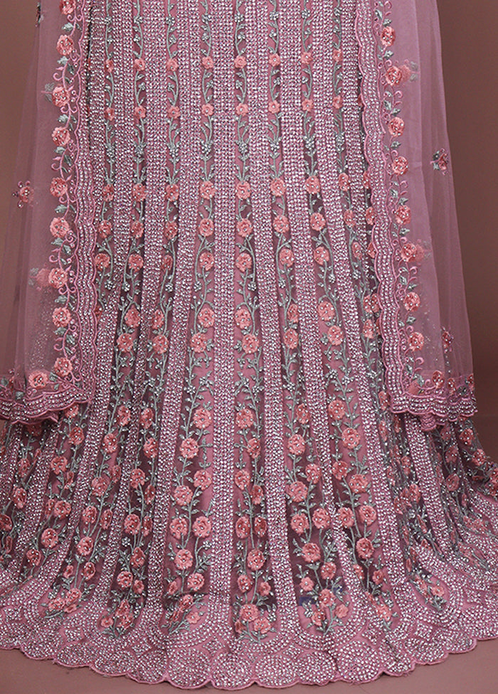 Pink Pure SIlk Dupatta Lehenga Set