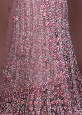 Pink Pure SIlk Dupatta Lehenga Set