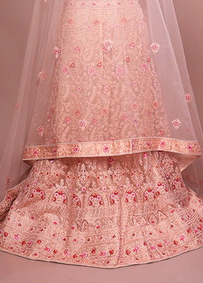 Brown Blended Silk Dupatta Lehenga Set