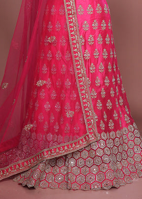 Pink Blended Silk Dupatta Lehenga Set
