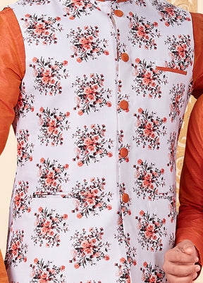 3 Pc Multicolor Dupion Silk Father And Son Combo