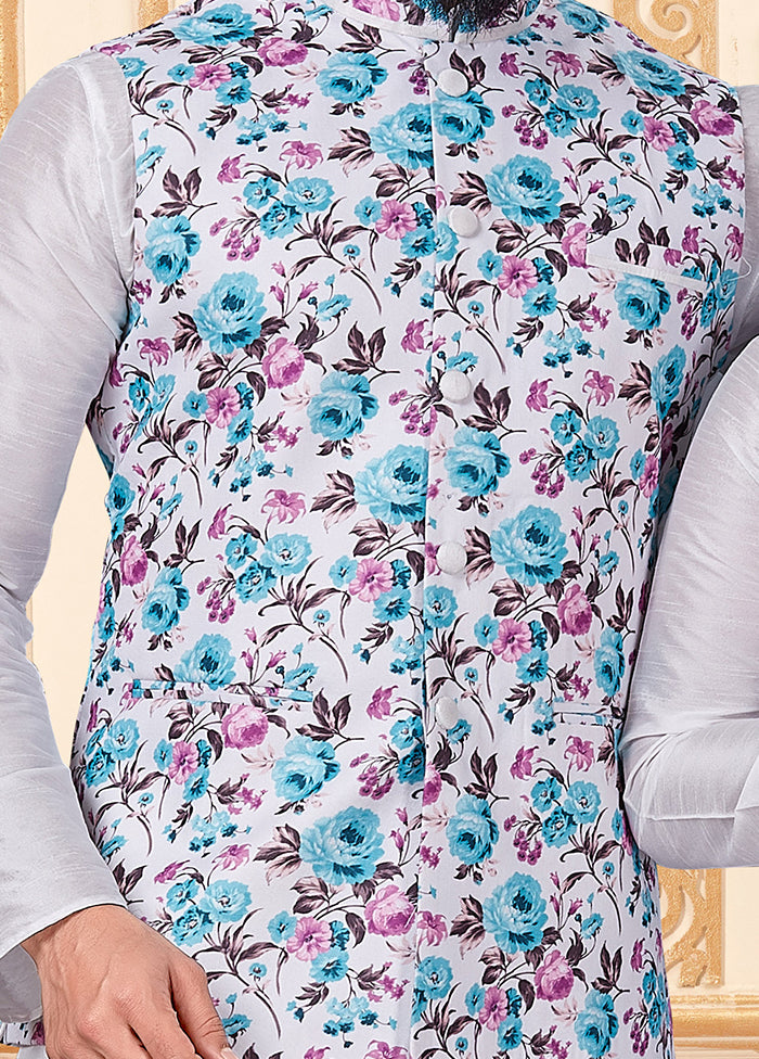 3 Pc Multicolor Dupion Silk Father And Son Combo