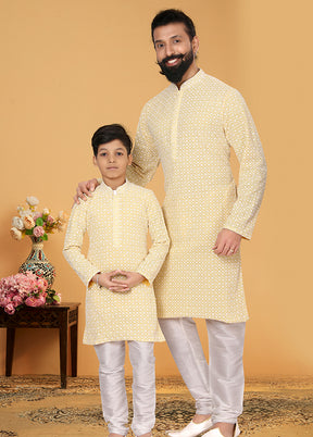 2 PC Multicolor Georgette Father And Son Combo