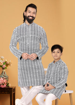 2 PC Multicolor Georgette Father And Son Combo