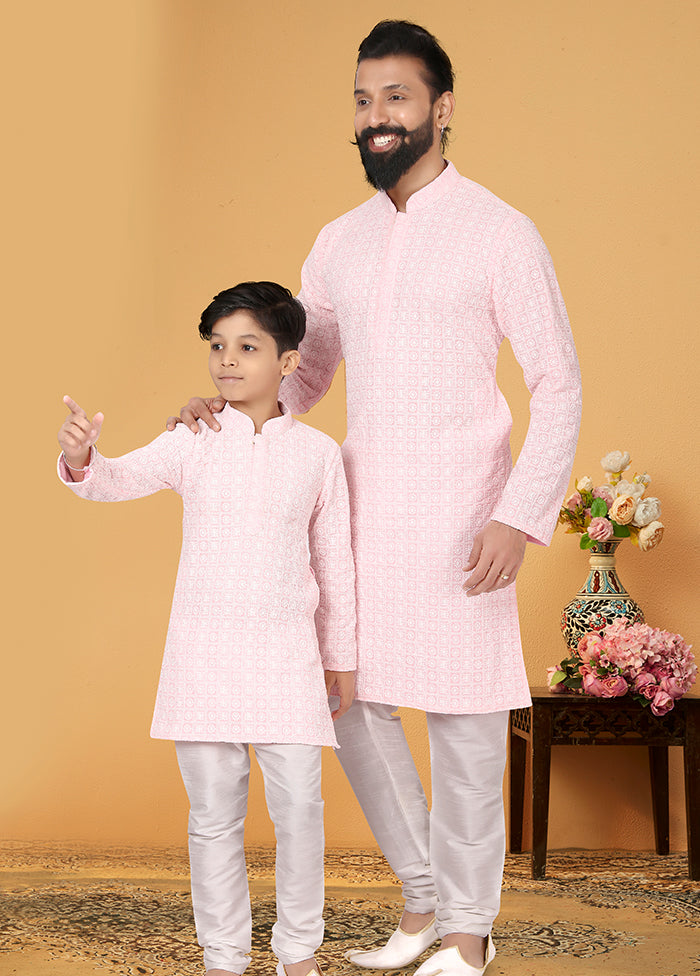 2 PC Multicolor Georgette Father And Son Combo