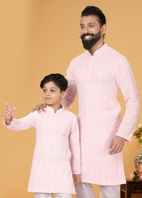 2 PC Multicolor Georgette Father And Son Combo