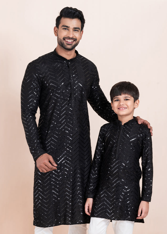 2 PC Black Viscose Father And Son Combo