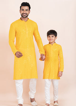 2 PC Yellow Viscose Father And Son Combo