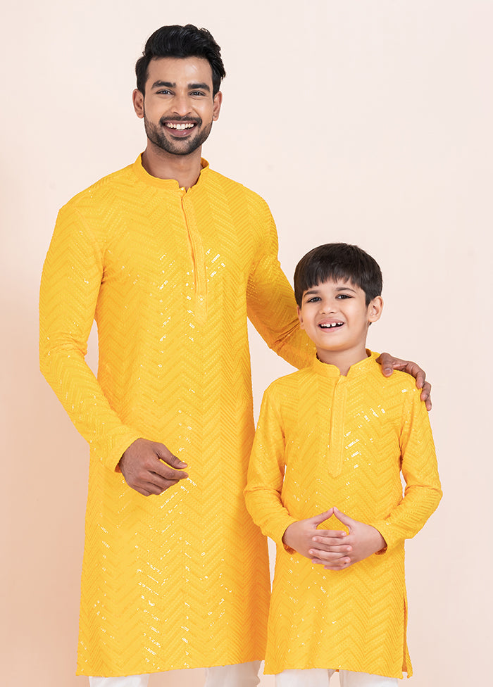 2 PC Yellow Viscose Father And Son Combo