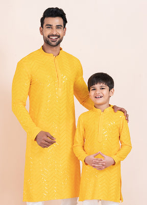 2 PC Yellow Viscose Father And Son Combo