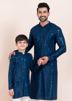 2 PC Blue Viscose Father And Son Combo