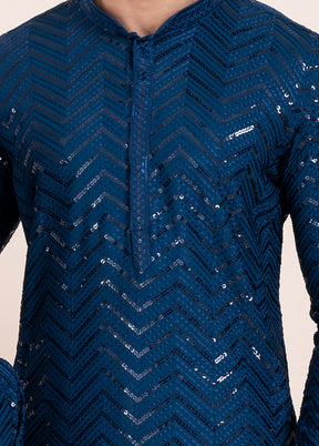 2 PC Blue Viscose Father And Son Combo