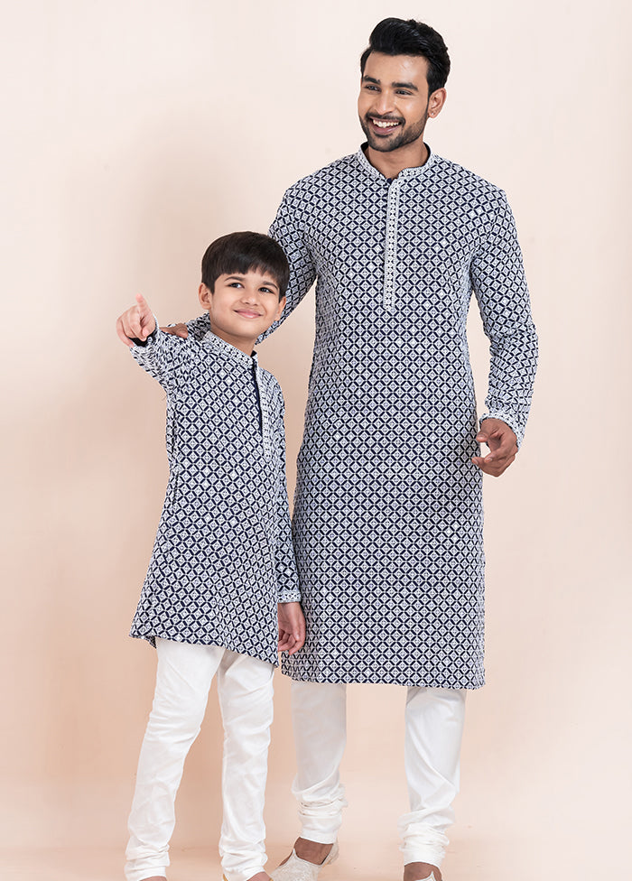 2 PC Blue Silk Father And Son Combo