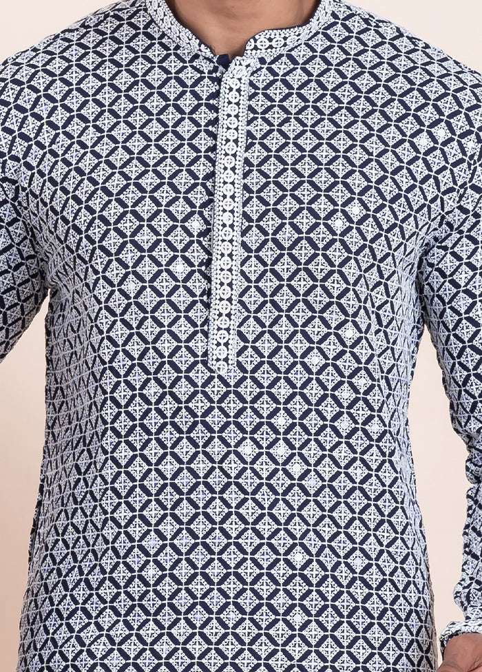 2 PC Blue Silk Father And Son Combo