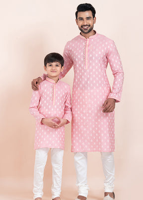 2 PC Pink Silk Father And Son Combo