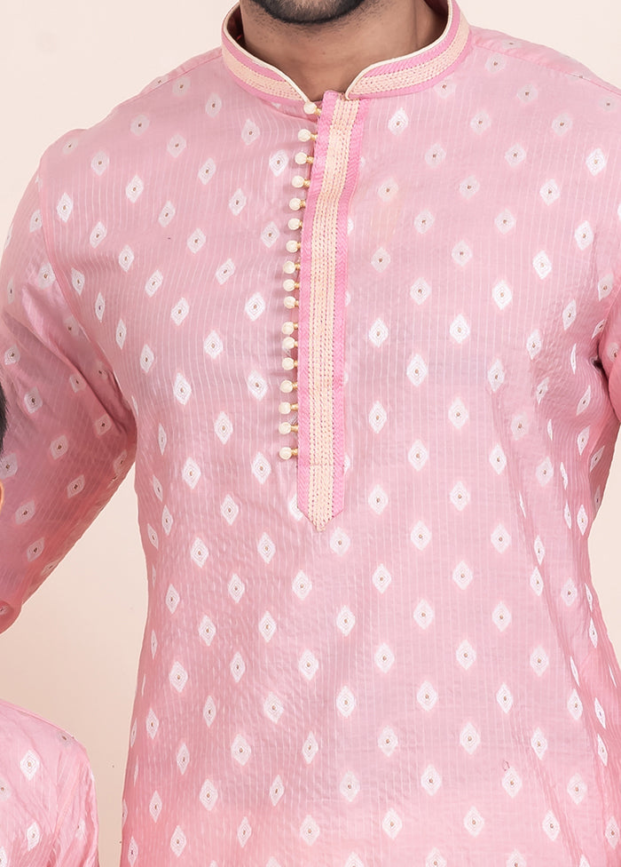 2 PC Pink Silk Father And Son Combo