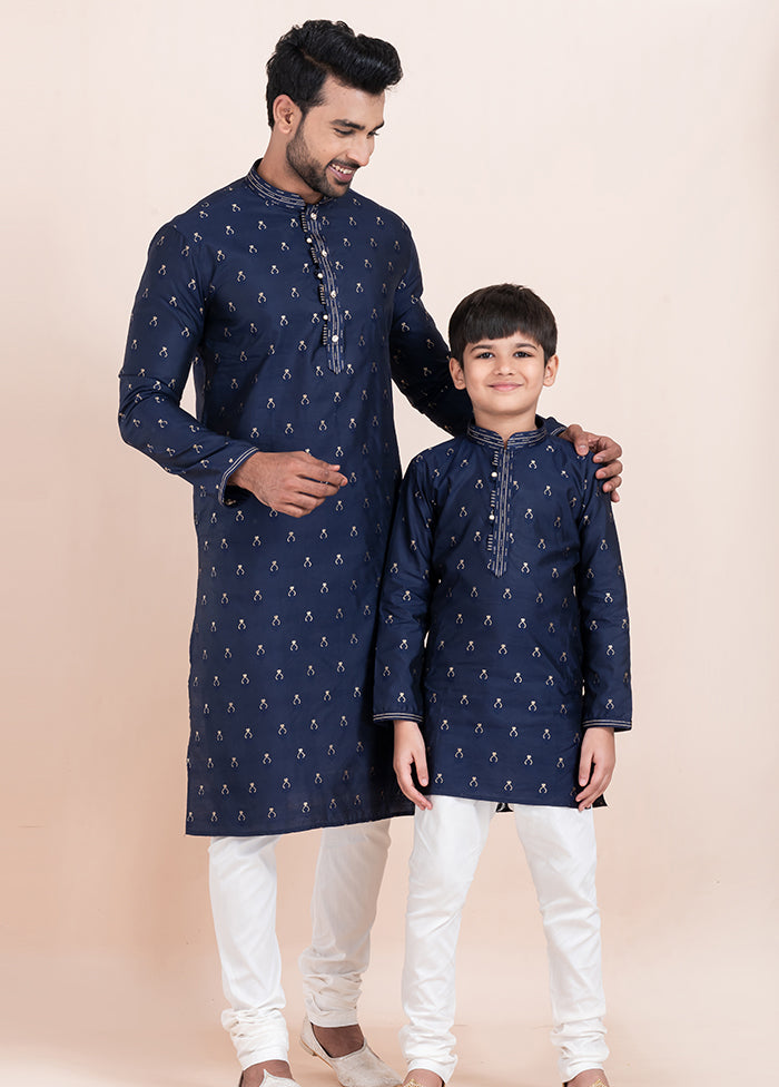 2 PC Blue Cotton Father And Son Combo