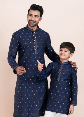 2 PC Blue Cotton Father And Son Combo