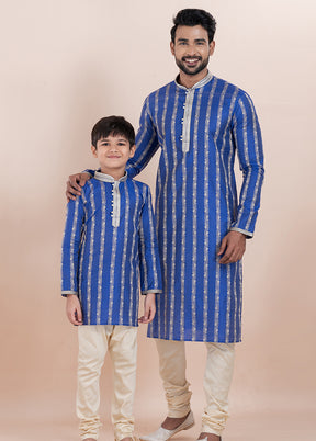 2 PC Blue Cotton Father And Son Combo