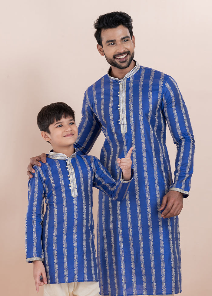 2 PC Blue Cotton Father And Son Combo
