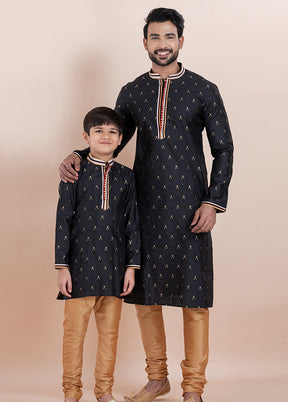 2 PC Black Cotton Father And Son Combo
