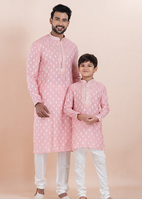 2 PC Pink Silk Father And Son Combo