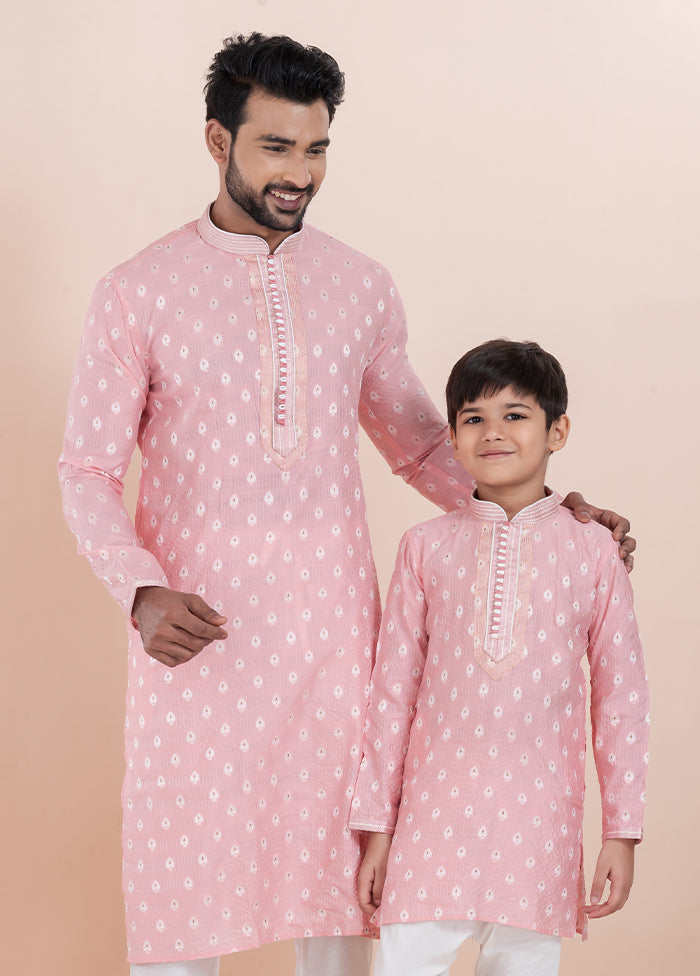 2 PC Pink Silk Father And Son Combo