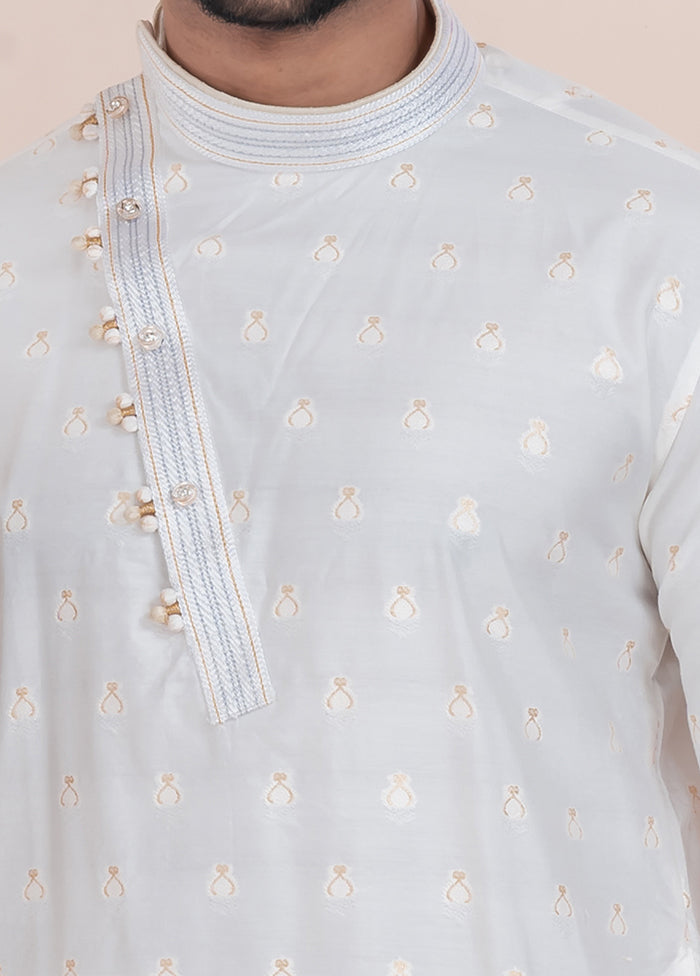 2 PC White Silk Father And Son Combo