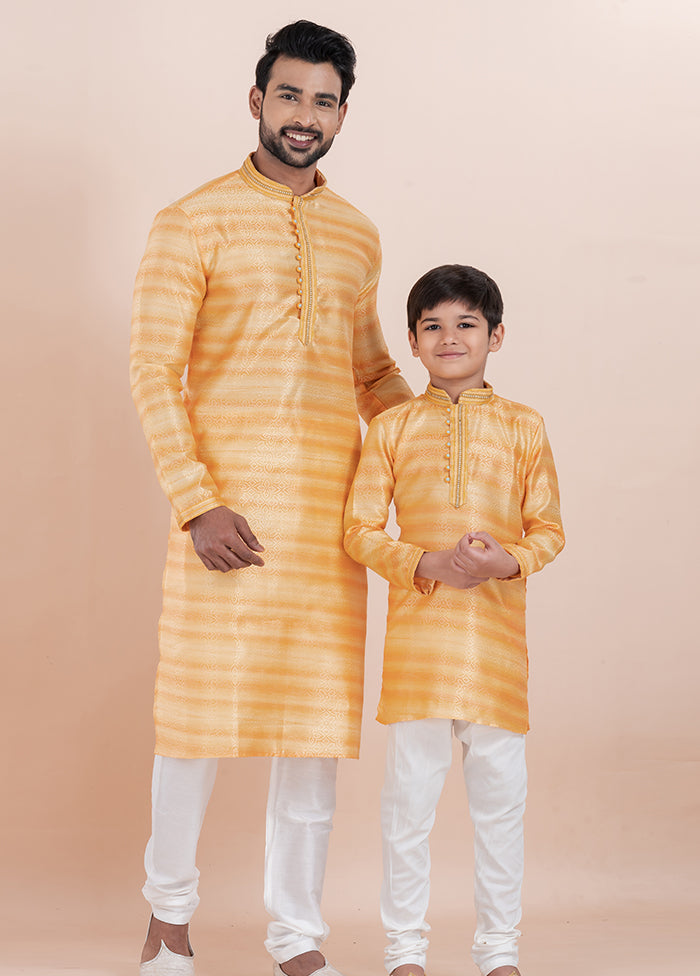 2 PC Orange Cotton Father And Son Combo