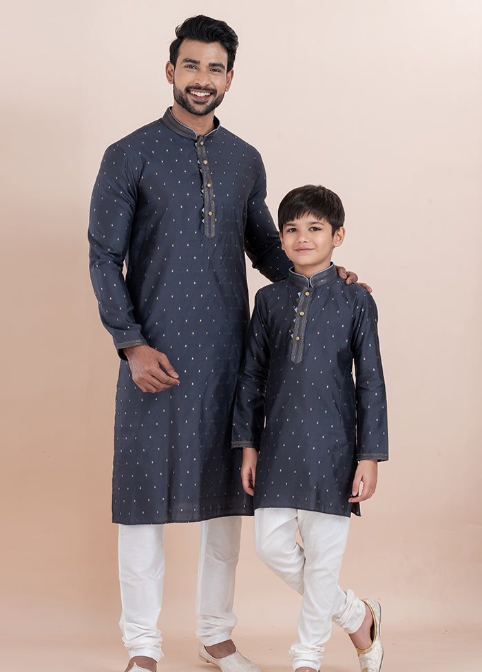 2 PC Blue Cotton Father And Son Combo