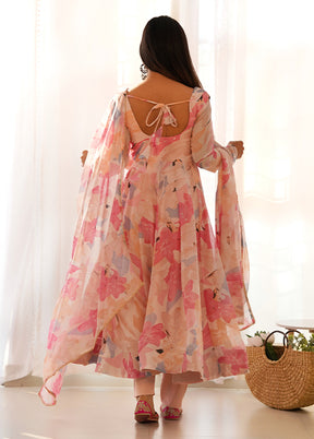 3 Pc Peach Georgette Suit Set