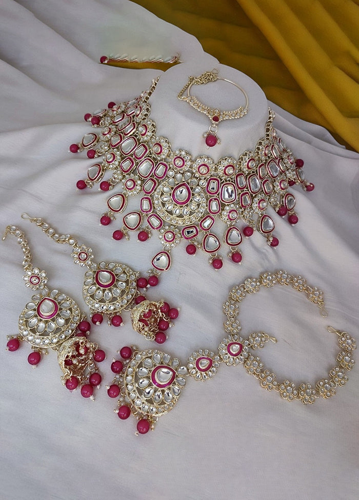 Pink Alloy Jewellery Set