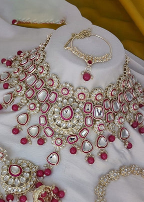 Pink Alloy Jewellery Set