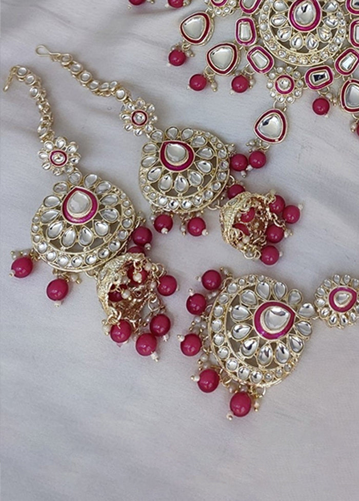 Pink Alloy Jewellery Set