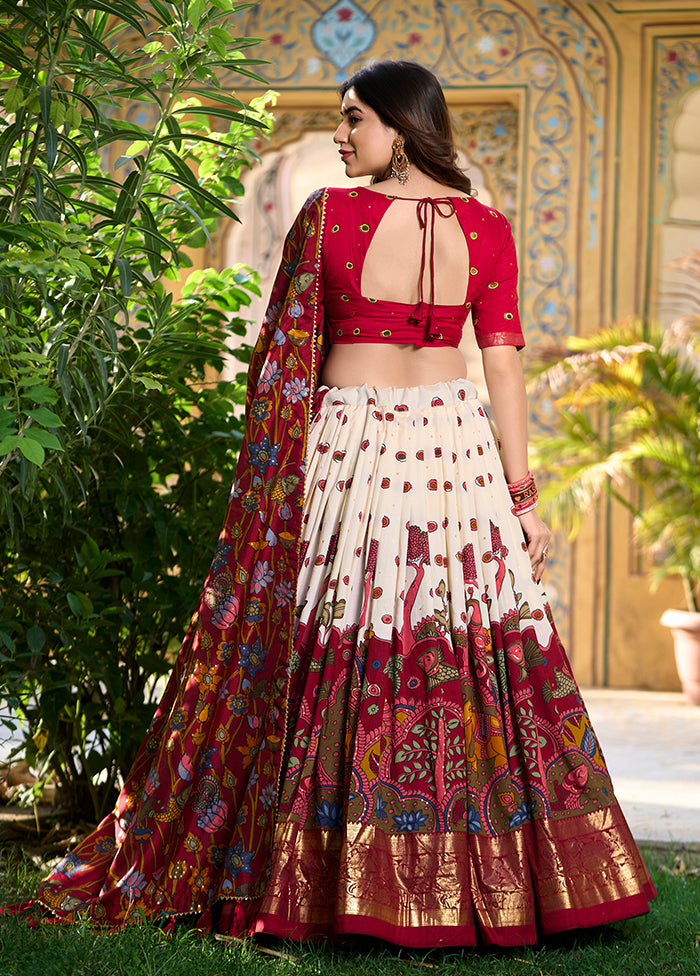 Multicolor Blended Silk Dupatta Lehenga Set