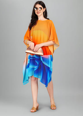 Multicolor Printed Work Georgette Kaftan