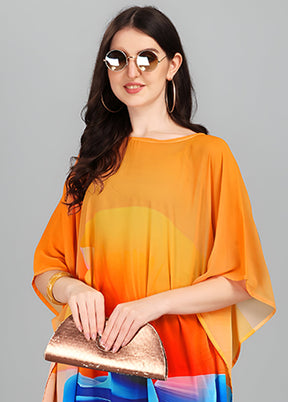 Multicolor Printed Work Georgette Kaftan