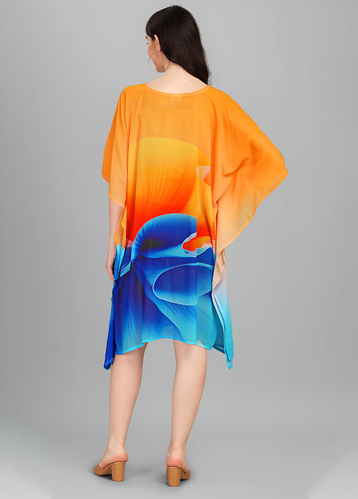 Multicolor Printed Work Georgette Kaftan