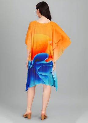 Multicolor Printed Work Georgette Kaftan