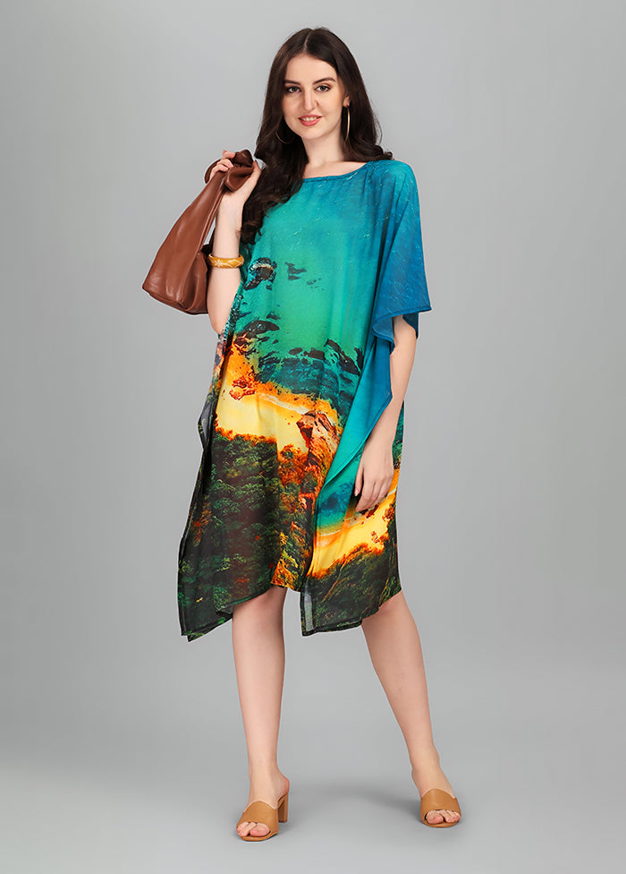 Multicolor Printed Work Georgette Kaftan