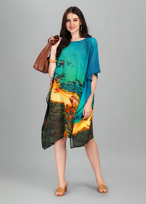 Multicolor Printed Work Georgette Kaftan