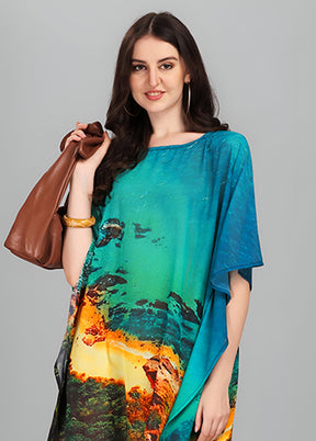Multicolor Printed Work Georgette Kaftan