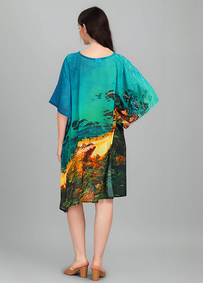 Multicolor Printed Work Georgette Kaftan