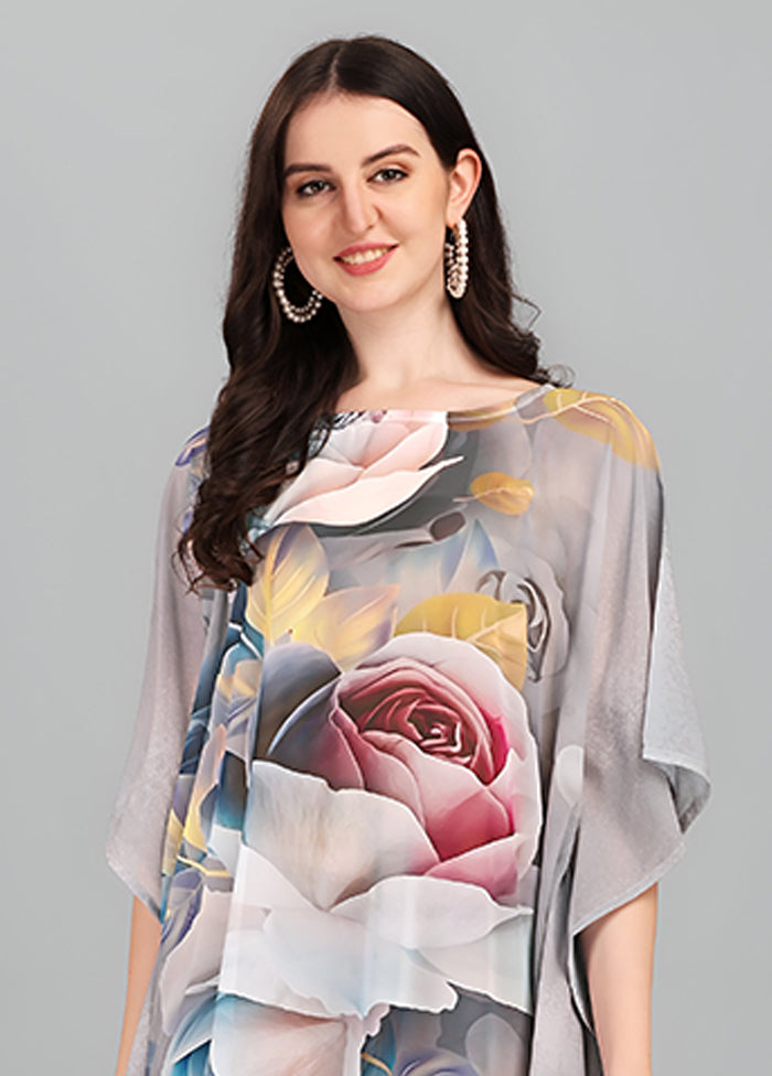Multicolor Printed Work Georgette Kaftan