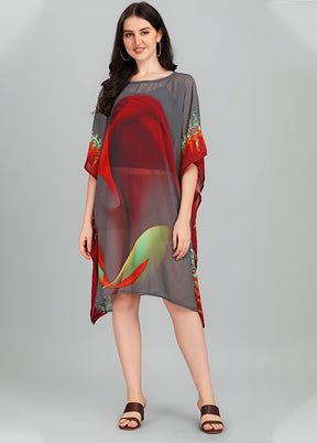Multicolor Printed Work Georgette Kaftan
